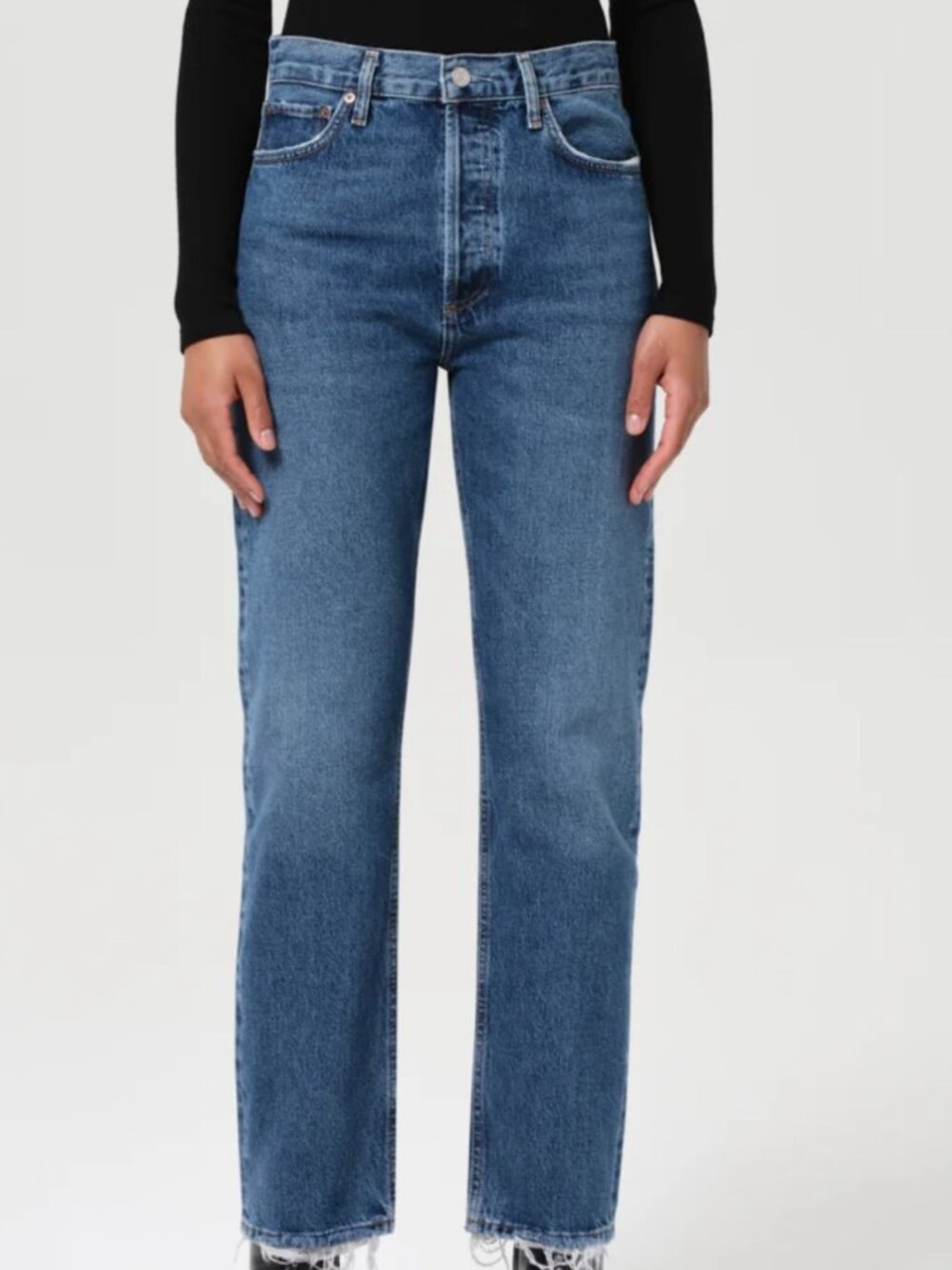 AGolde 90's Pinch Waist Hight Waisted Medium Wash Straight Leg Jeans Size 27